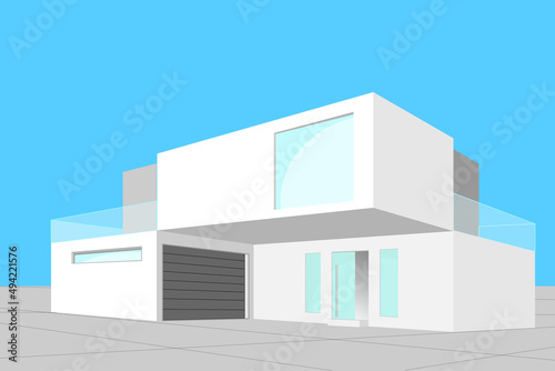 Architectural sketch of a modern exclusive house. Construction perspective architecture art background