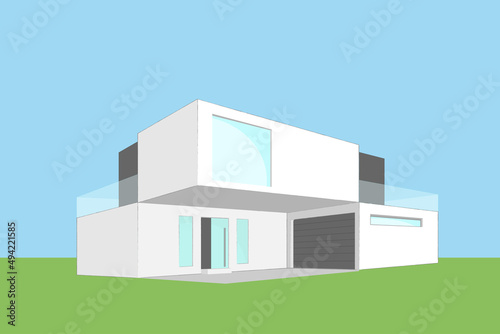 Architectural sketch of a modern exclusive house. Construction perspective architecture art background