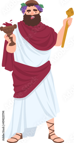 Dionysus or Bacchus God or Deity of Wine Illustration photo