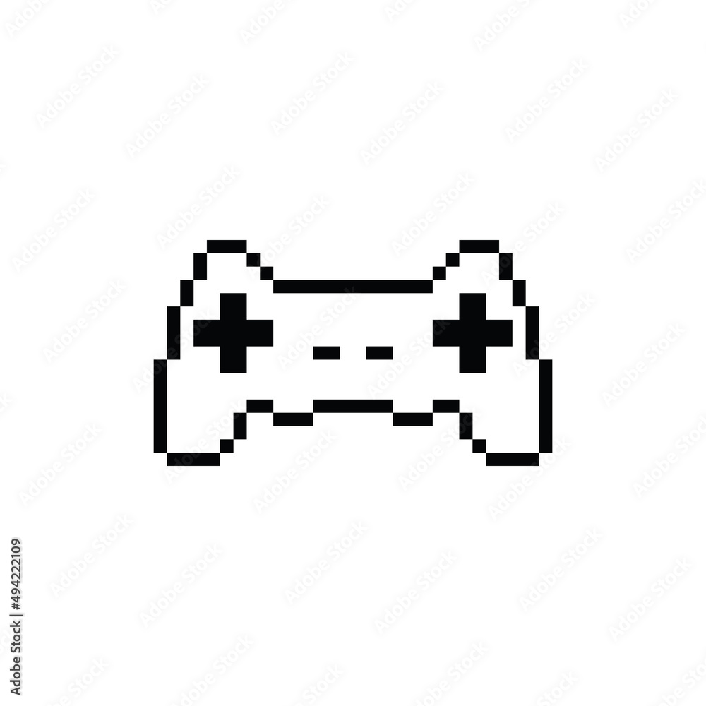 pixel gamepad icon vector. pixel art joystick sign for 8 bit games ...