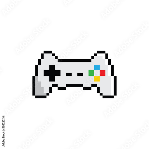 pixel gamepad icon vector. pixel art joystick sign for 8 bit games