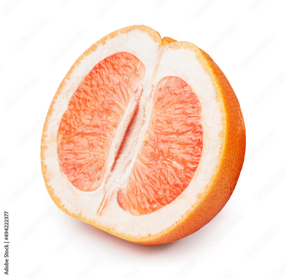 grapefruit slice isolated on a white. the entire image is sharpness.