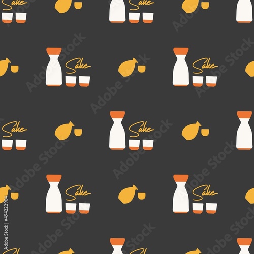 Drink the Sake Abstract Vector Graphic Art Seamless Pattern