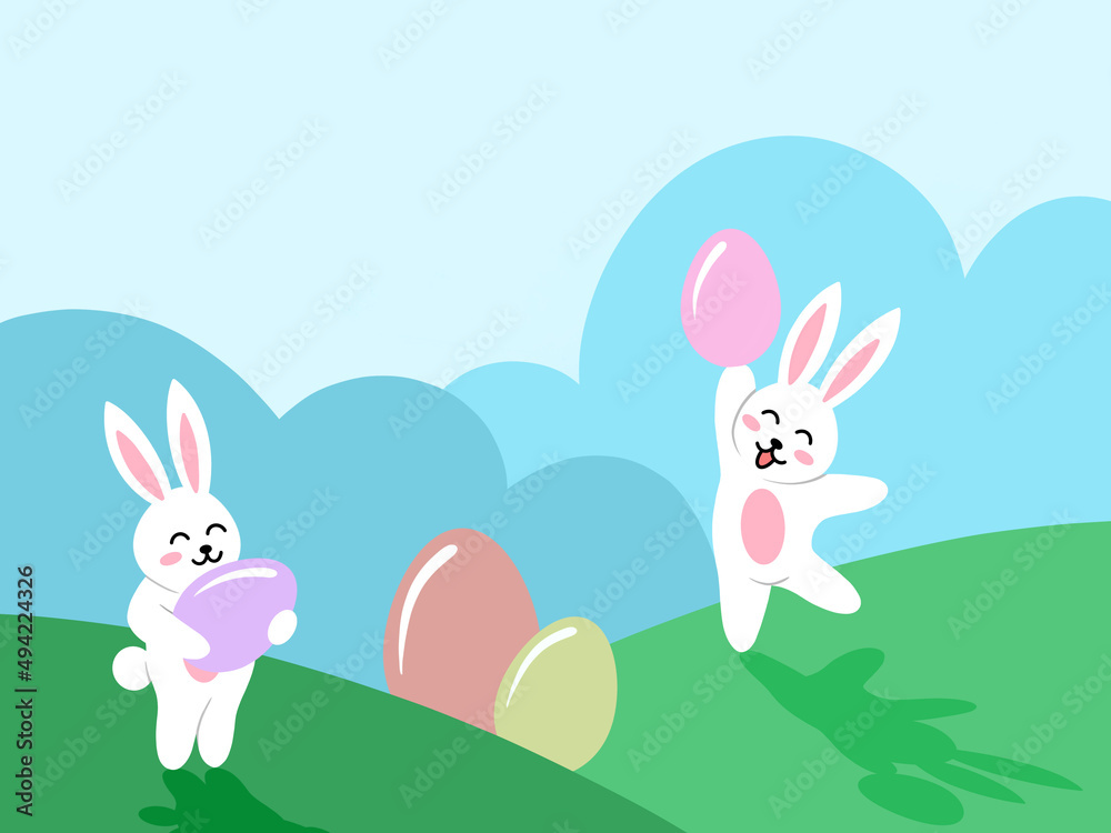 Easter Background with Egg and Bunny Easter Background with Egg and Bunny