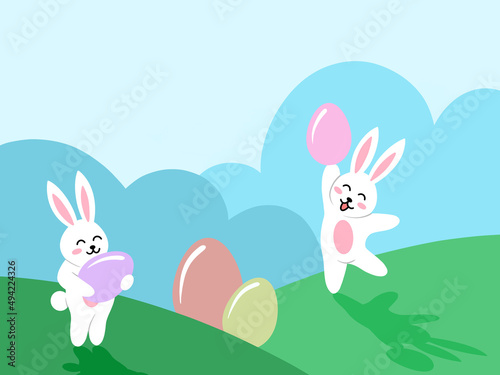 Easter Background with Egg and Bunny
