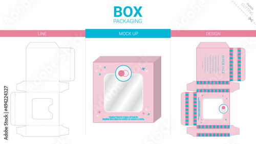 Box packaging and mockup die cut template