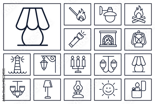 Lights, bulb, lamp set icon symbol template for graphic and web design collection logo vector illustration
