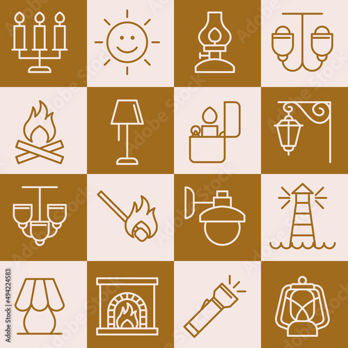 Lights, bulb, lamp set icon symbol template for graphic and web design collection logo vector illustration