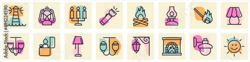 Lights, bulb, lamp set icon symbol template for graphic and web design collection logo vector illustration