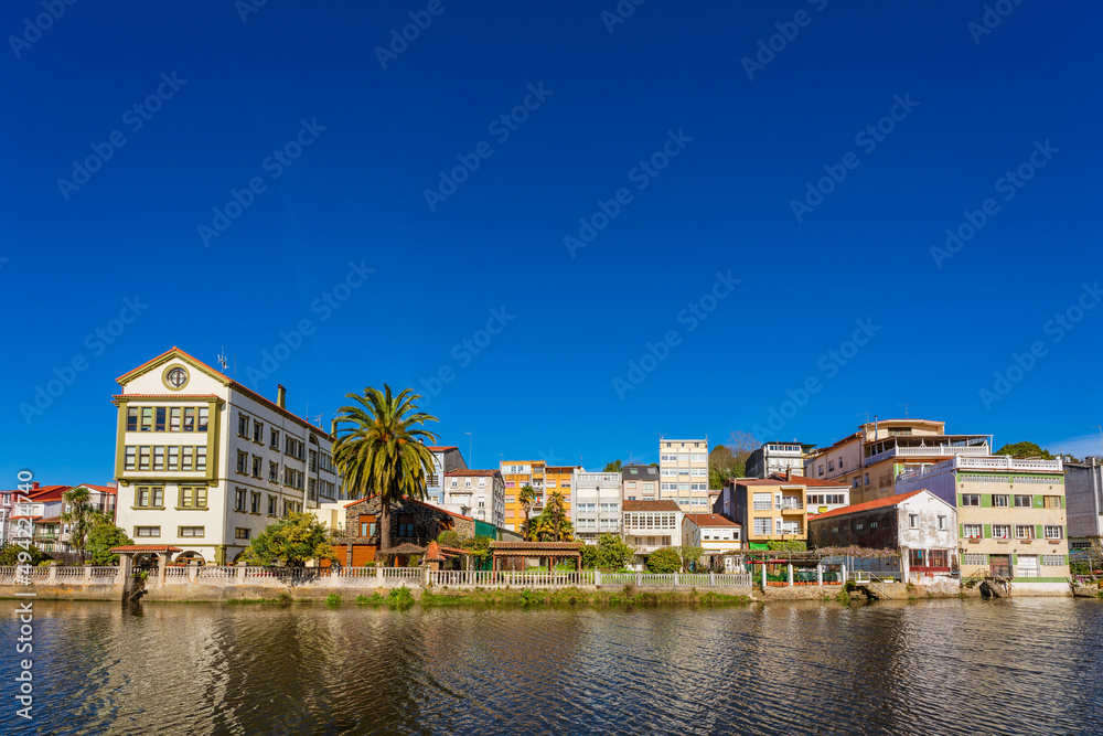 Panorama of Betanzos city in Galicia Spain by river Mandeo