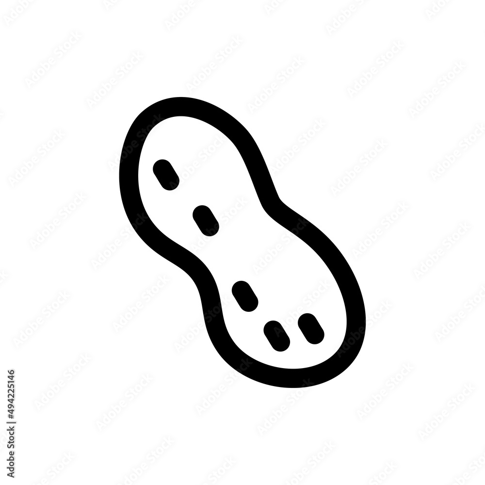 Peanut, vector food icon, flat line style Peanut, vector food icon, flat line style