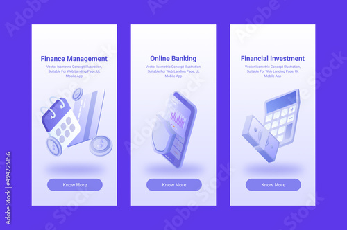 Isometric Finance Onboarding Screens