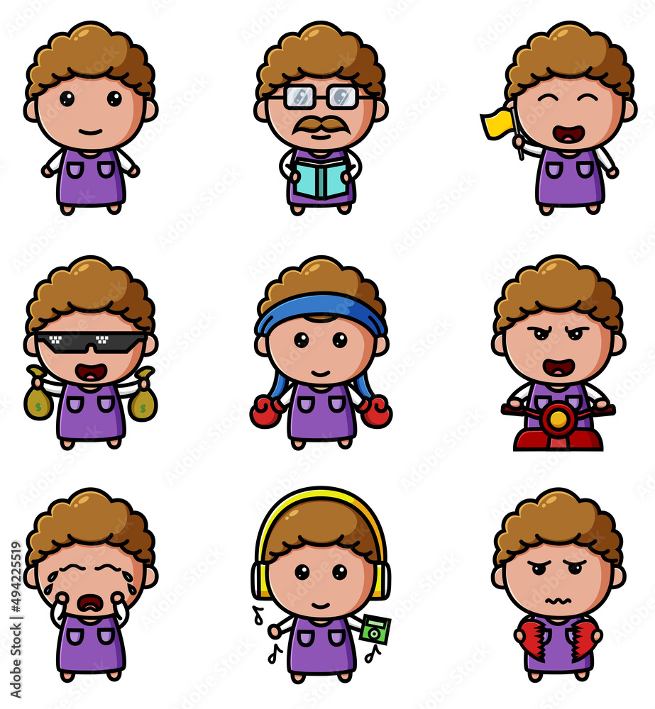 The boy with the curly hair of the mascot bundle set The boy with the curly hair of the mascot bundle set