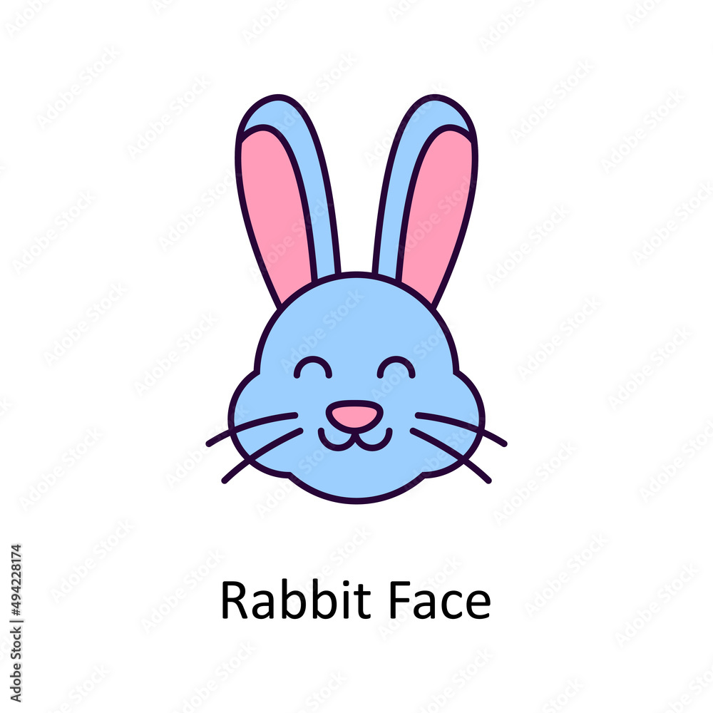 Fototapeta premium Rabbit Face vector Filled Outline Icon Design illustration. Easter Symbol on White background EPS 10 File