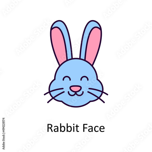 Rabbit Face vector Filled Outline Icon Design illustration. Easter Symbol on White background EPS 10 File