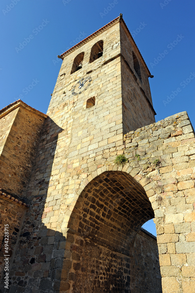 Torre de la Iglesia de Santa María en Hervás, pueblos de provincia de Cáceres, Extremadura, España