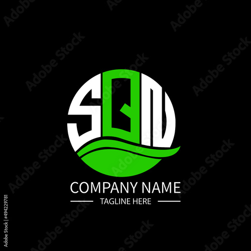 SQN logo monogram isolated on circle element design template, SQN letter logo design on black background. SQN creative initials letter logo concept.  SQN letter design. photo