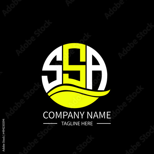 SSA logo monogram isolated on circle element design template, SSA letter logo design on black background. SSA creative initials letter logo concept.  SSA letter design. photo