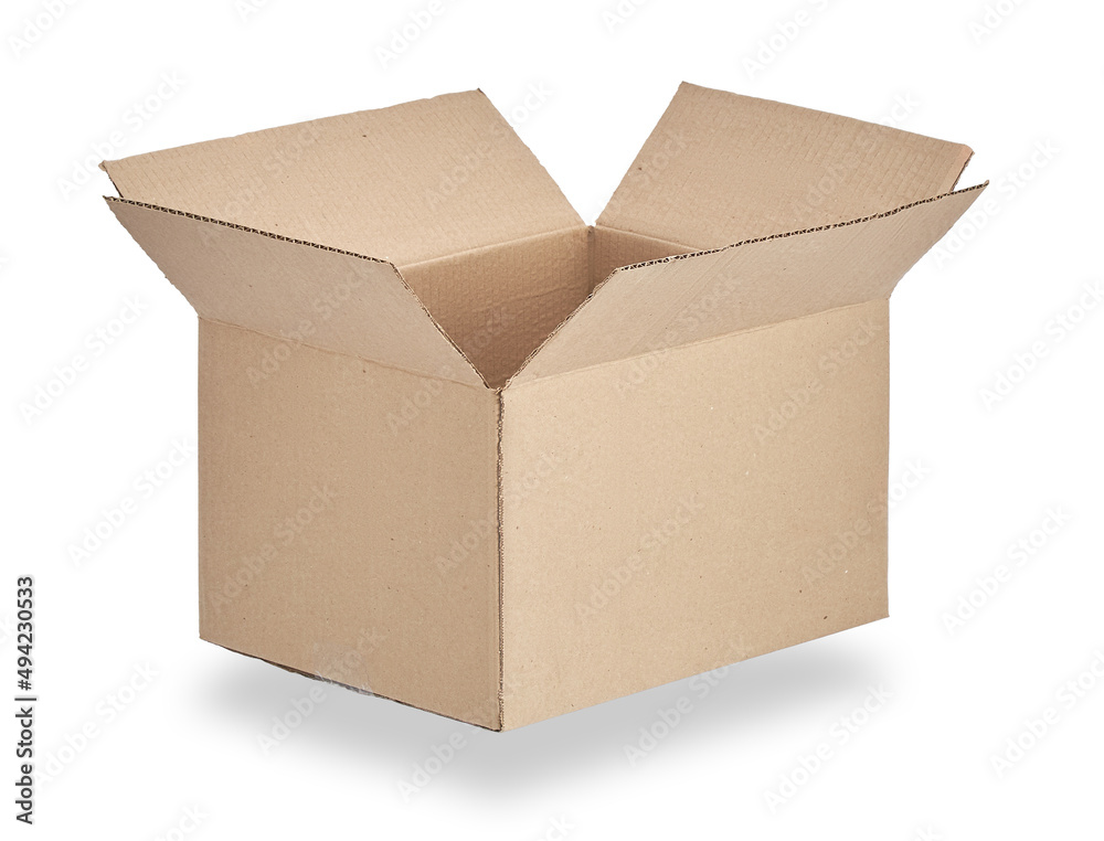 cardboard open box on white background isolate
