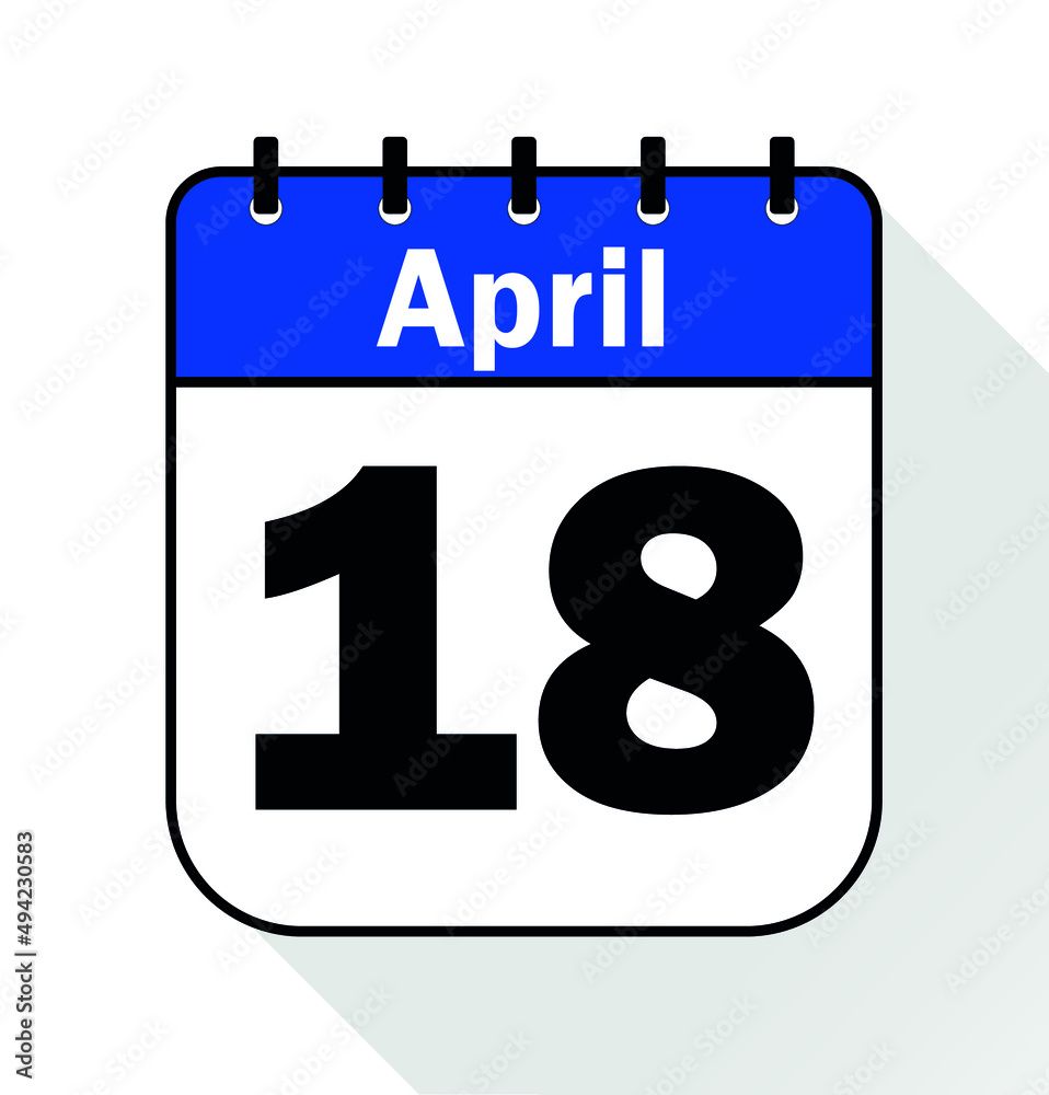 April day 18 blue - Calendar Icon - Vector Illustration April day 18 blue - Calendar Icon - Vector Illustration
