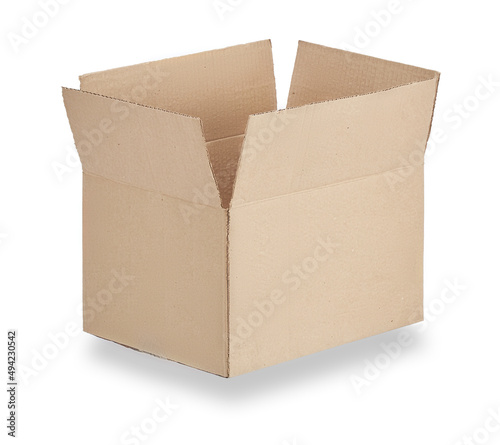 cardboard open box on white background isolate © justoomm