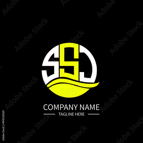 SSJ logo monogram isolated on circle element design template, SSJ letter logo design on black background. SSJ creative initials letter logo concept. SSJ letter  design.