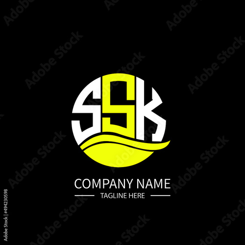 SSK logo monogram isolated on circle element design template, SSK letter logo design on black background. SSK creative initials letter logo concept.  SSK letter design. photo