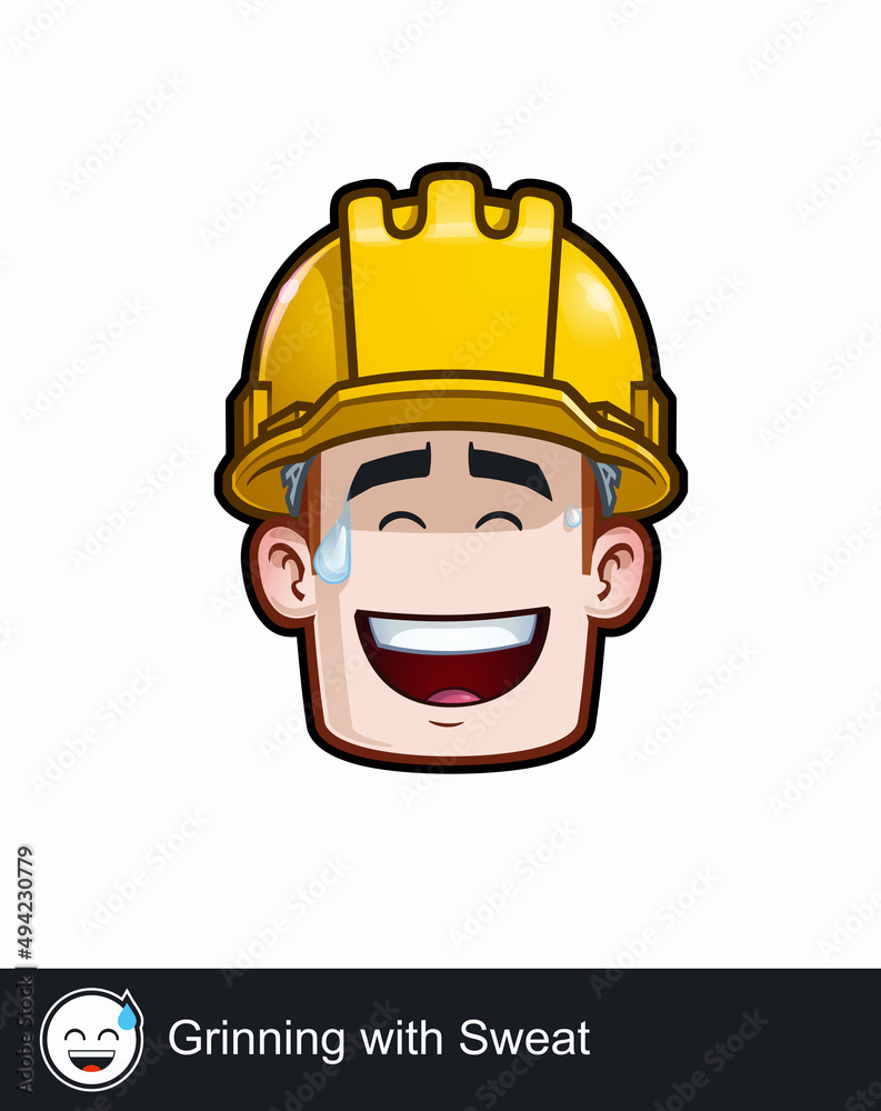 Construction Worker - Expressions - Positive n Smiling - Grinning with Sweat Construction Worker - Expressions - Positive n Smiling - Grinning with Sweat