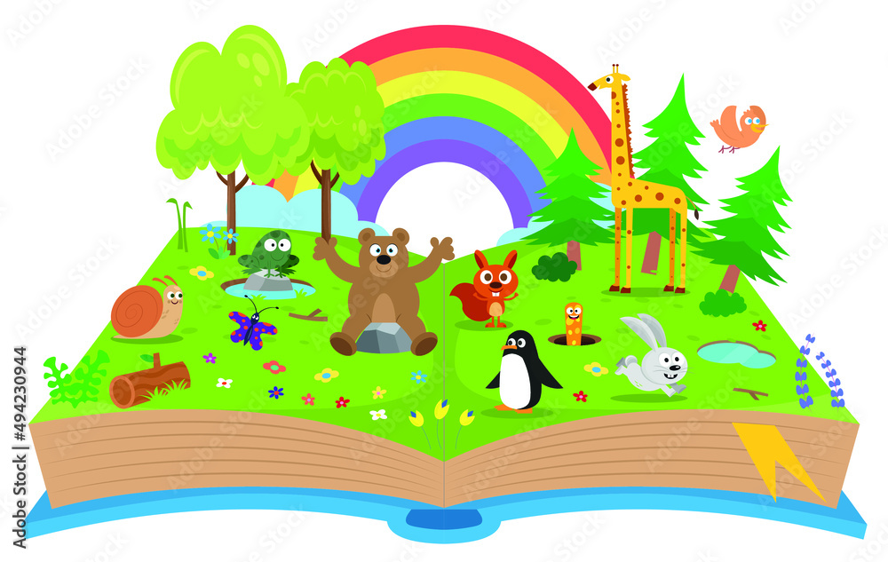 Obraz premium Nature and cute animals in the book