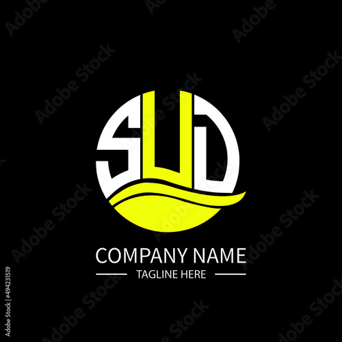 SUD logo monogram isolated on circle element design template, SUD letter logo design on black background. SUD creative initials letter logo concept.  SUD letter design.