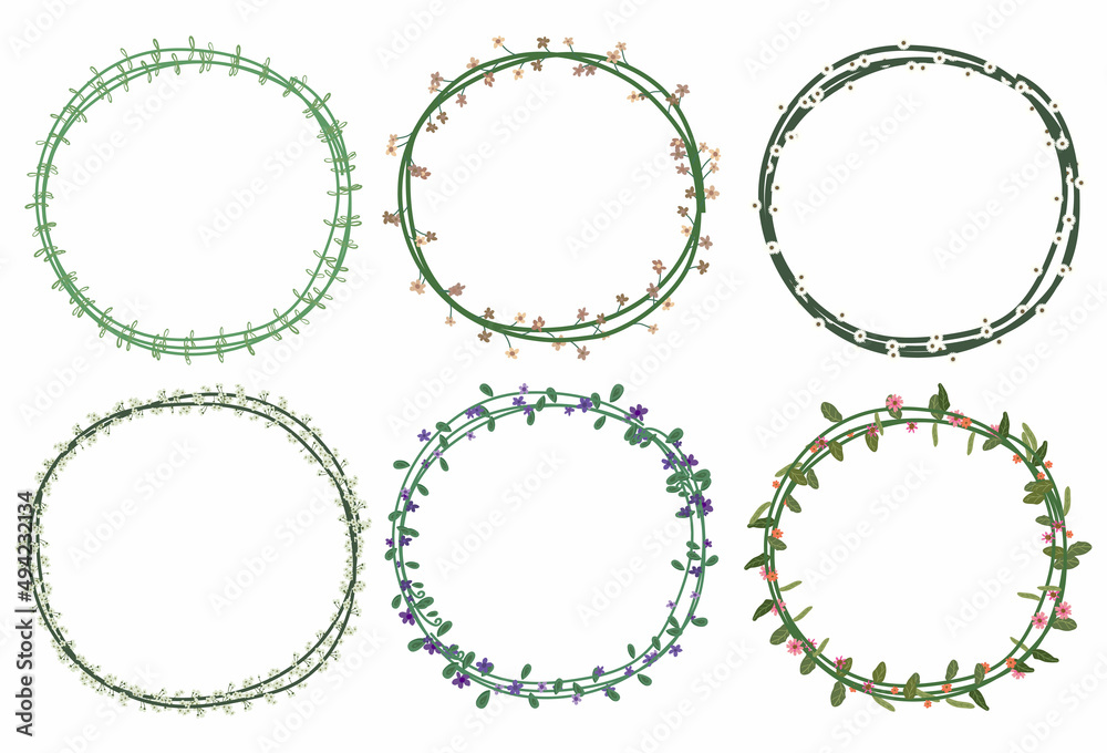 Set of beautiful flower wreath, floral frames set. Vector illustration. Set of beautiful flower wreath, floral frames set. Vector illustration.