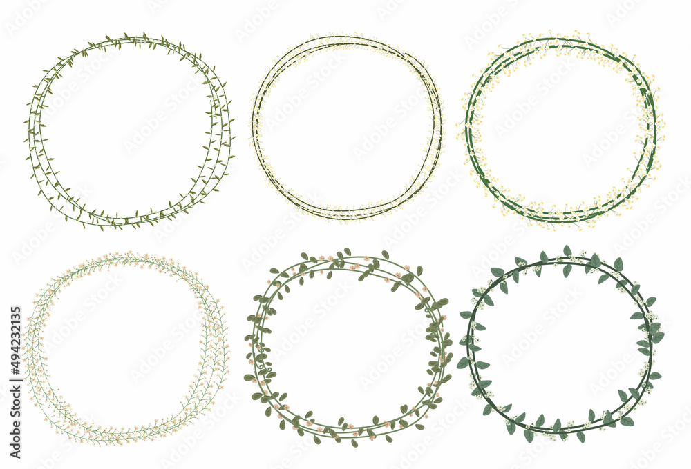 Set of beautiful flower wreath, floral frames set. Vector illustration. Set of beautiful flower wreath, floral frames set. Vector illustration.