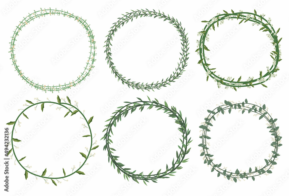 Set of beautiful flower wreath, floral frames set. Vector illustration. Set of beautiful flower wreath, floral frames set. Vector illustration.