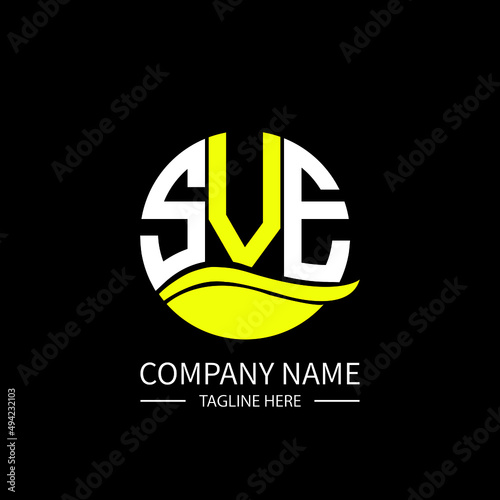 SVE logo monogram isolated on circle element design template, SVE letter logo design on black background. SVE creative initials letter logo concept.  SVE letter design. photo