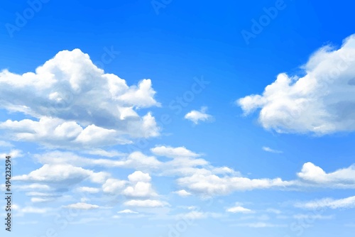 雲のある青空の美しい初夏のイメージフレーム背景素材

