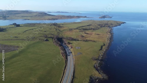 Wallpaper Mural Byfjord tunnel in Stavanger going down 223 meters below sea level - Cars coming up from tunnel going below sea level - Sunny day aerial overview Torontodigital.ca