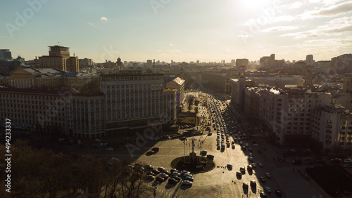 View of the central street of Kyiv - Khreshchatyk - from Independence Square.