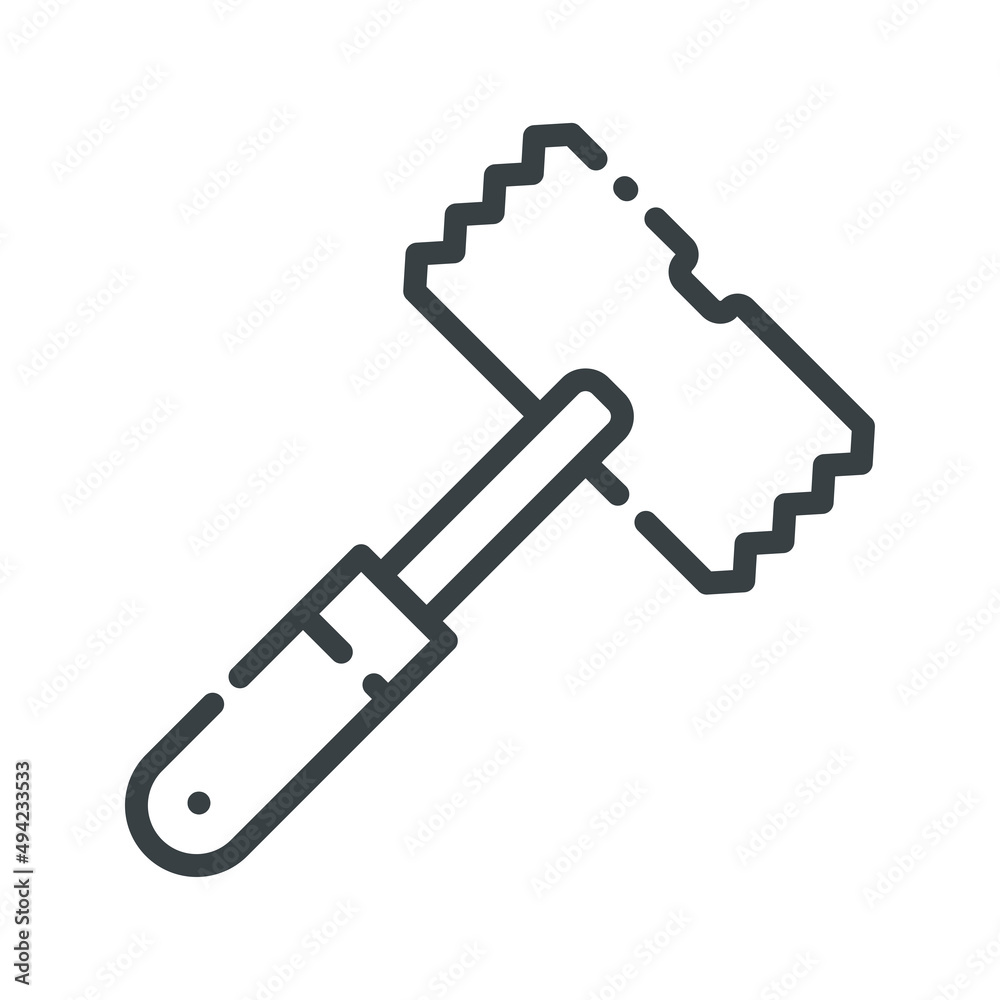 Vector meat mallet line icon isolated on transparent background. Meat cooking symbol.