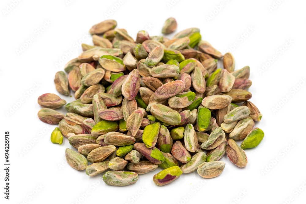 Pistachio kernel isolated on white background. close up Pistachio kernel isolated on white background. close up