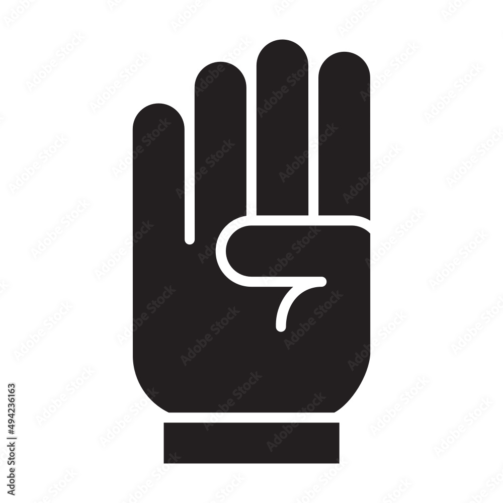 Illustration of Hand Gesture of Four Number design icon Illustration of Hand Gesture of Four Number design icon