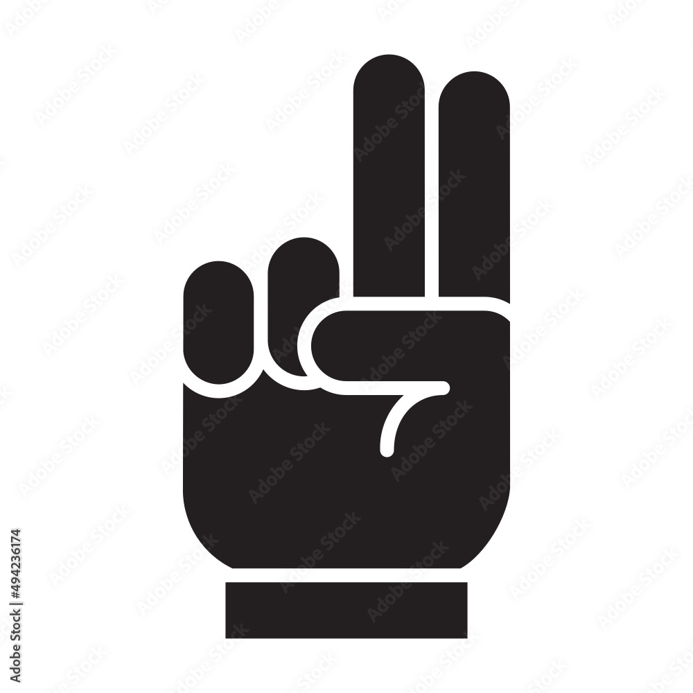 Illustration of Hand Gesture of Two Number or Piece sign design icon Illustration of Hand Gesture of Two Number or Piece sign design icon
