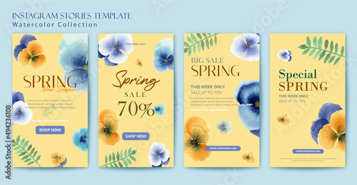 Watercolor Spring Promotion Instagram Stories Template Collection