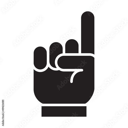 Illustration of Hand Gesture of One Number design icon photo