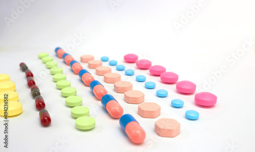 variety of kinds of drugs in lines in Medical healthcare manufacturing factory concept