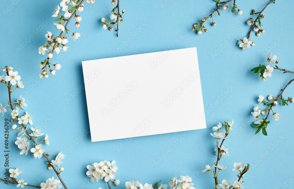 Greeting or invitation card mockup with flowers