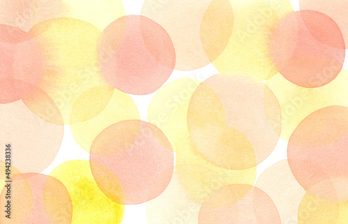 Watercolor abstract background. Multicolored circles. Yellow. Orange