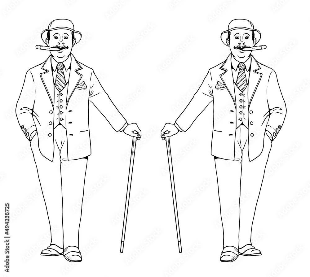 Profession - banker. Illustration with dandy. Rich man coloring book. Profession - banker. Illustration with dandy. Rich man coloring book.