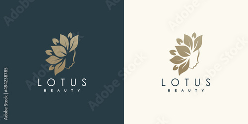 Beauty logo with lotus concept Premium Vector
