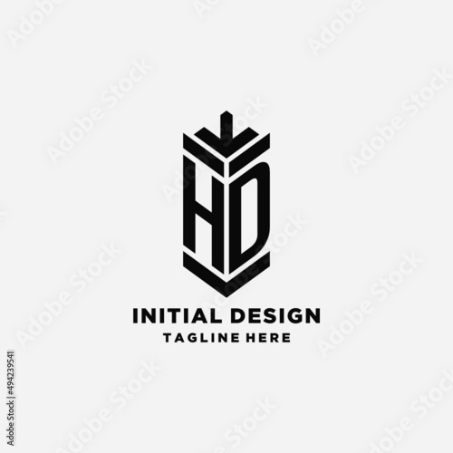 Initials HD shield logo design, creative monogram logo inspiration