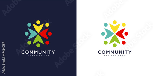 Community logo design vector for team and group. Premium Vector